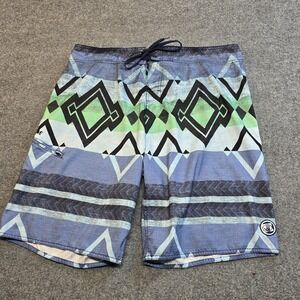 Body Glove Shorts Mens 40 Multicolor Geometric Board Swim Trunks Quick Dry